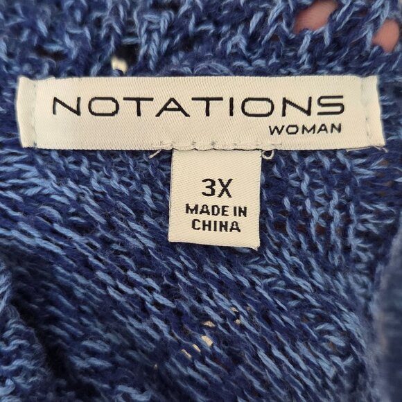 Notations Women's  Knit Cardigan Sweater Open Front Duster Length Blue Size 3X - Picture 7 of 8